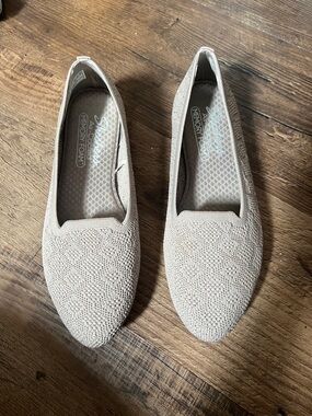 Skechers Women's Light Taupe Knit Slip-On Flats